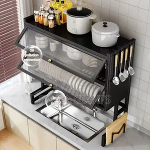 Dustproof Double Dish Cabinet Organiser Rack