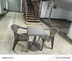 Gray Dining Plastic Table and Chairs