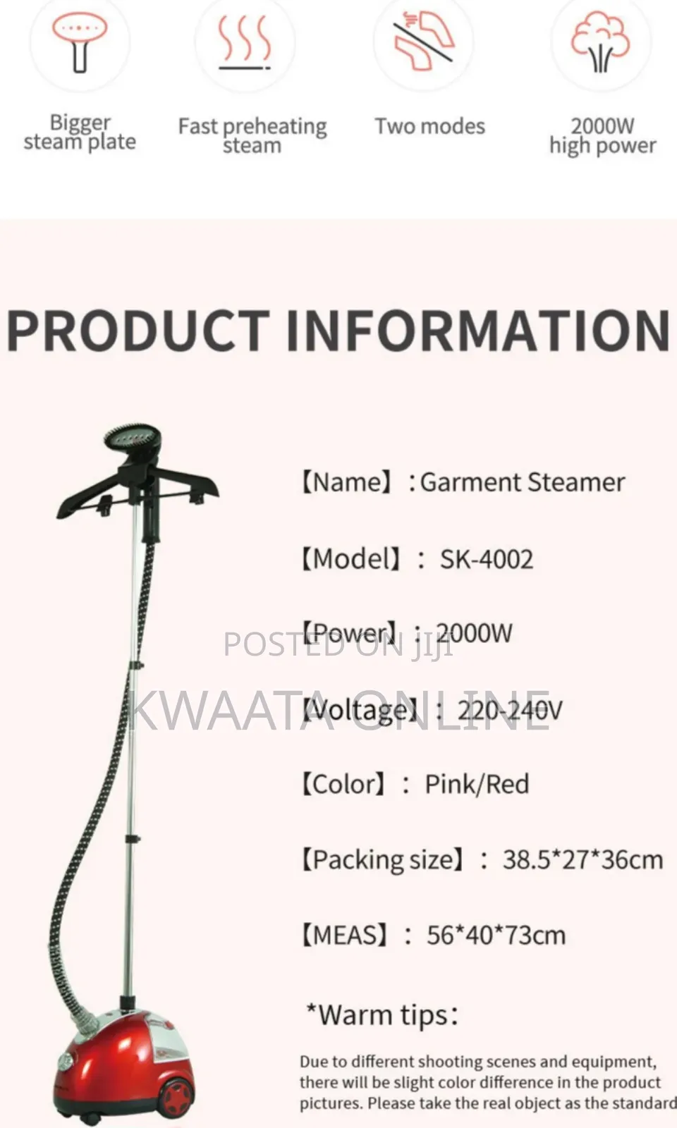 Sokany 2000w Garment Steamer Fast Heating,1.6 Liter Water Tank