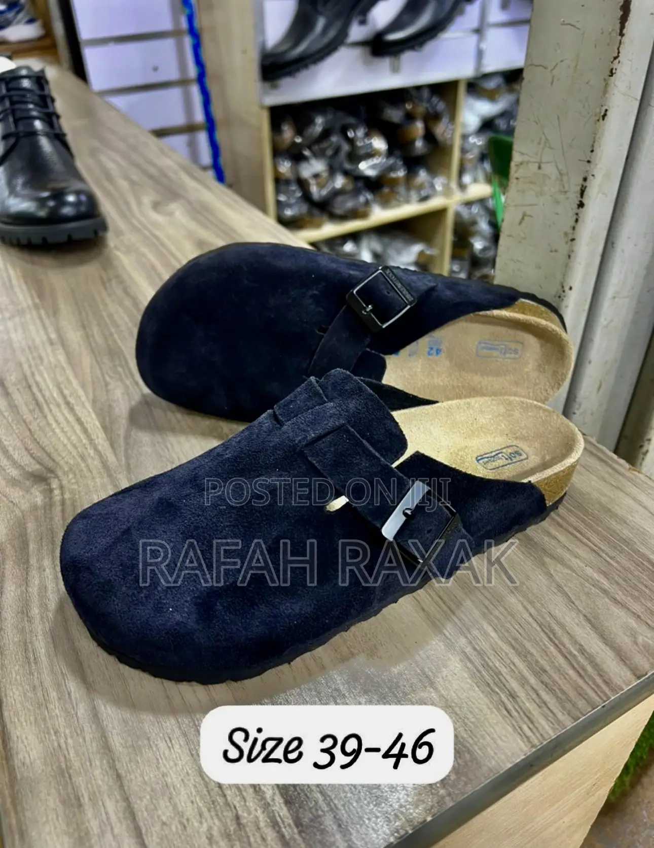 New Classic Black Suede Clog Birkenstock Boston Sandals