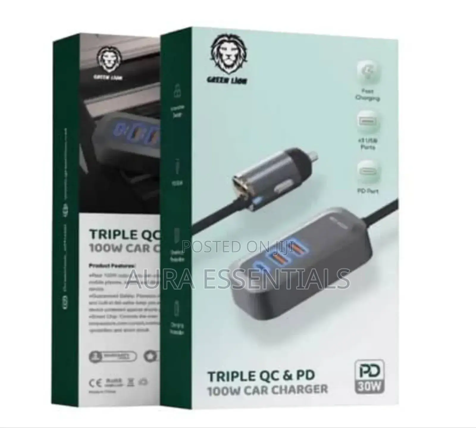 Green Lion Triple Qc Pd 100w Car Charger