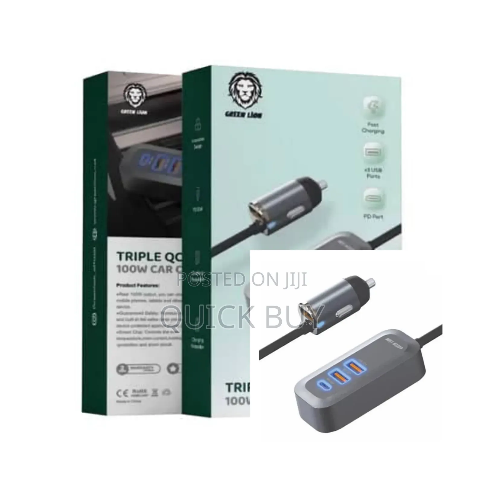 Green Lion Triple Qc Pd 100w Car Charger