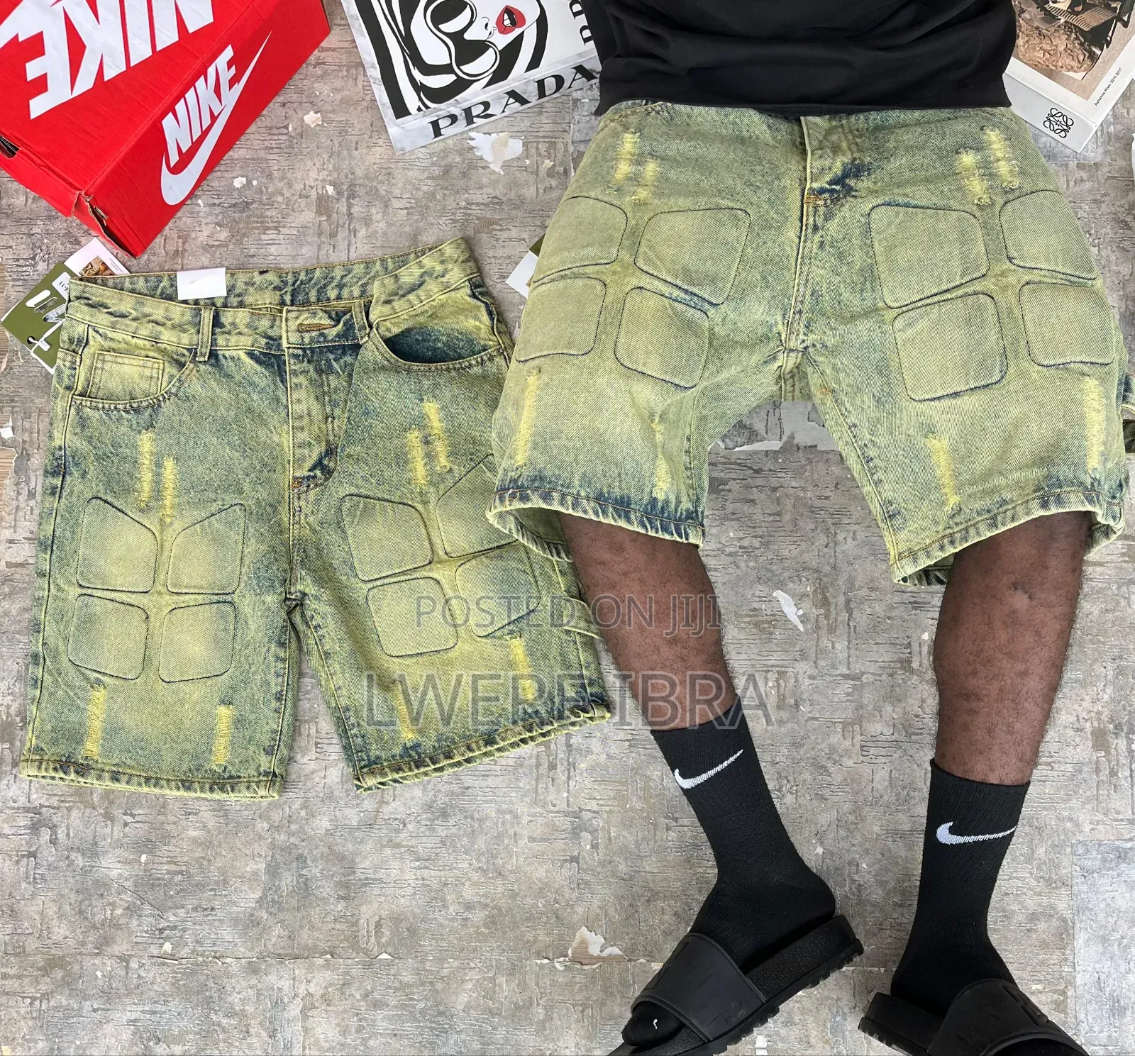 Black Damage Short Jeans Size 30-36