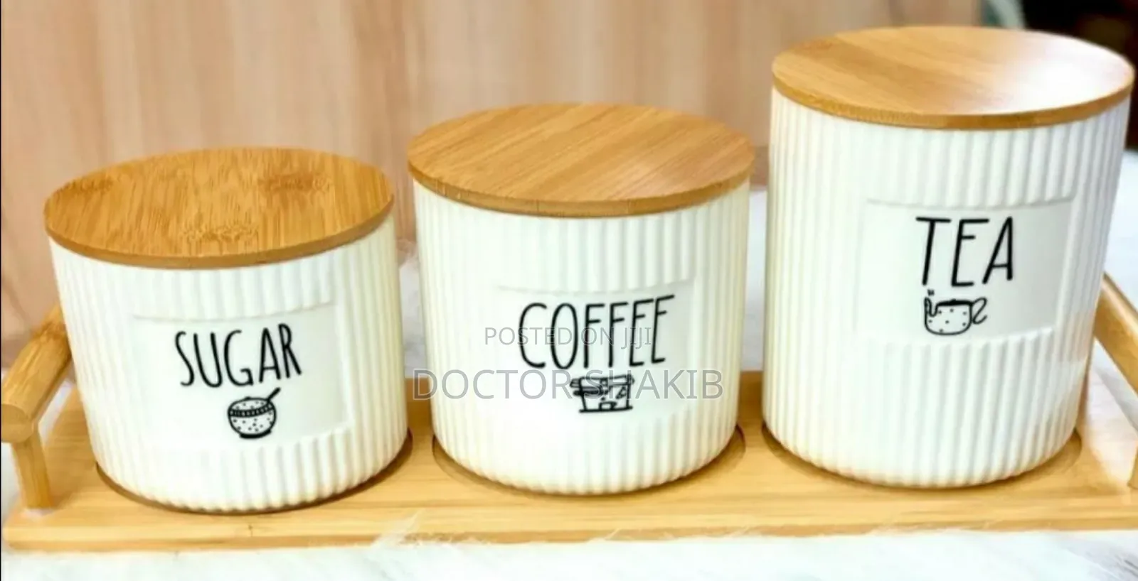 Unique Kitchen Canister Set With Bamboo Lids, 3-Piece
