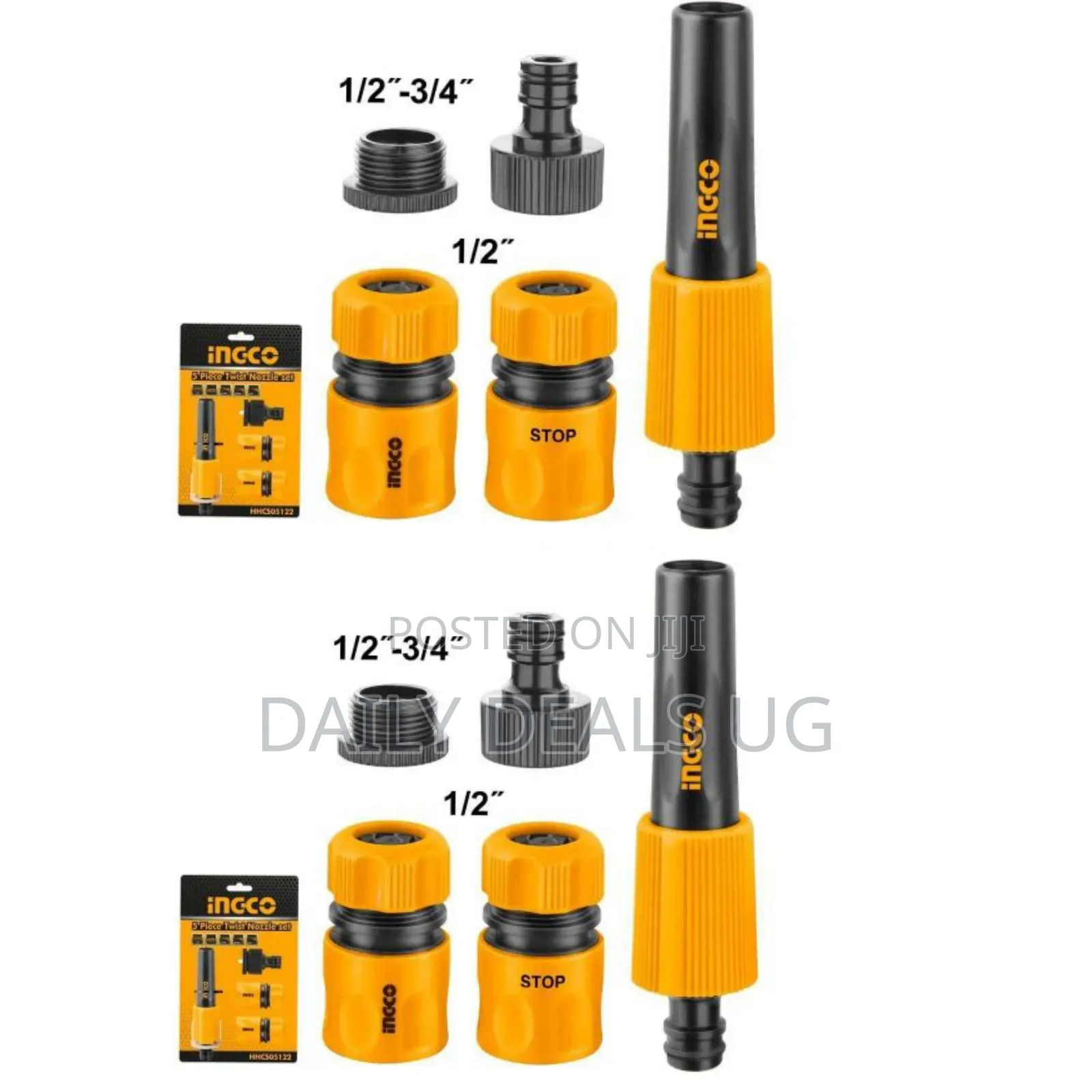 Ingco 5 Piece Twist Nozzle Set -Black Orange