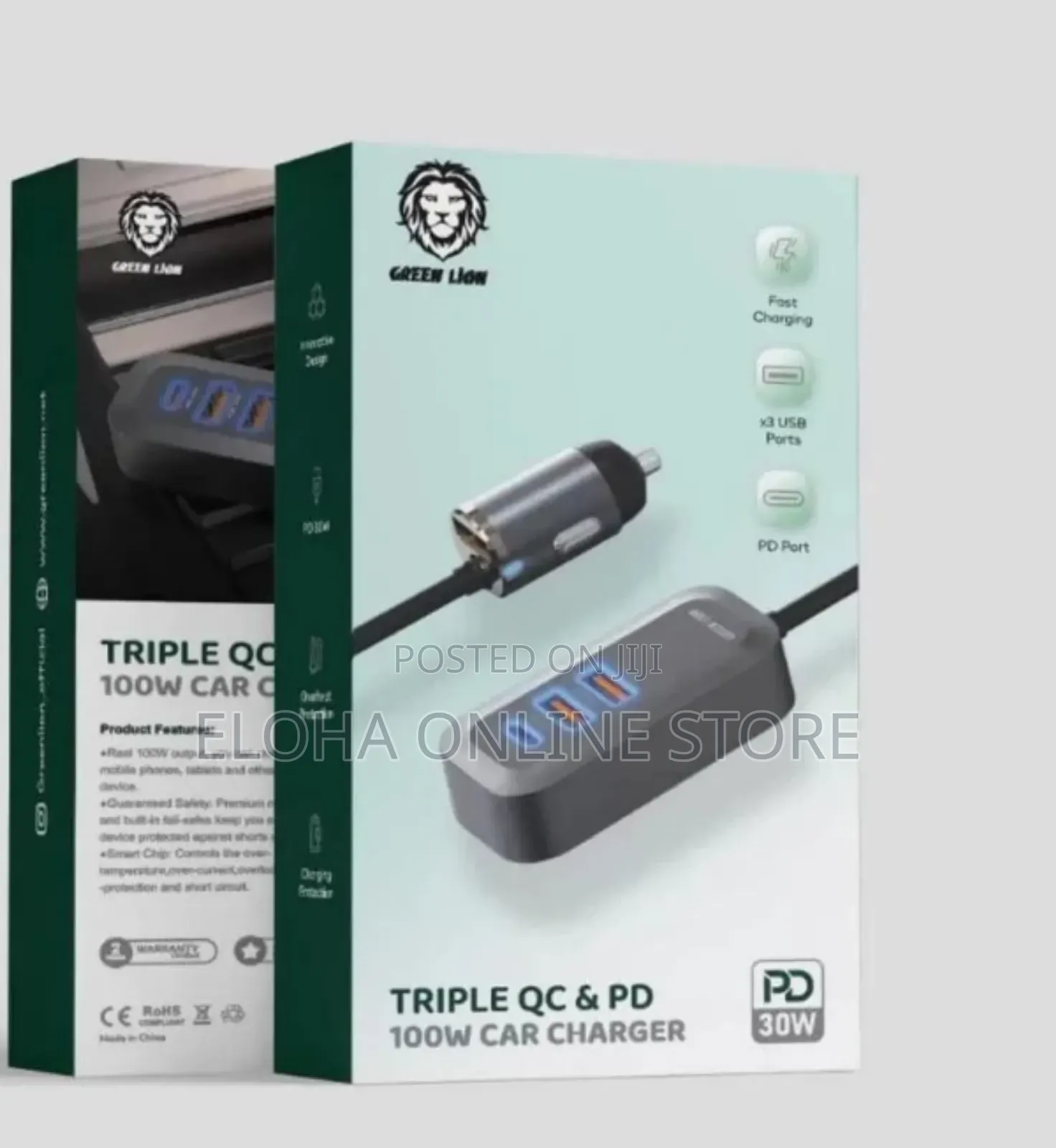 Green Lion Triple Qc Pd 100w Car Charger