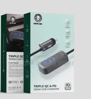 Green Lion Triple Qc Pd 100w Car Charger