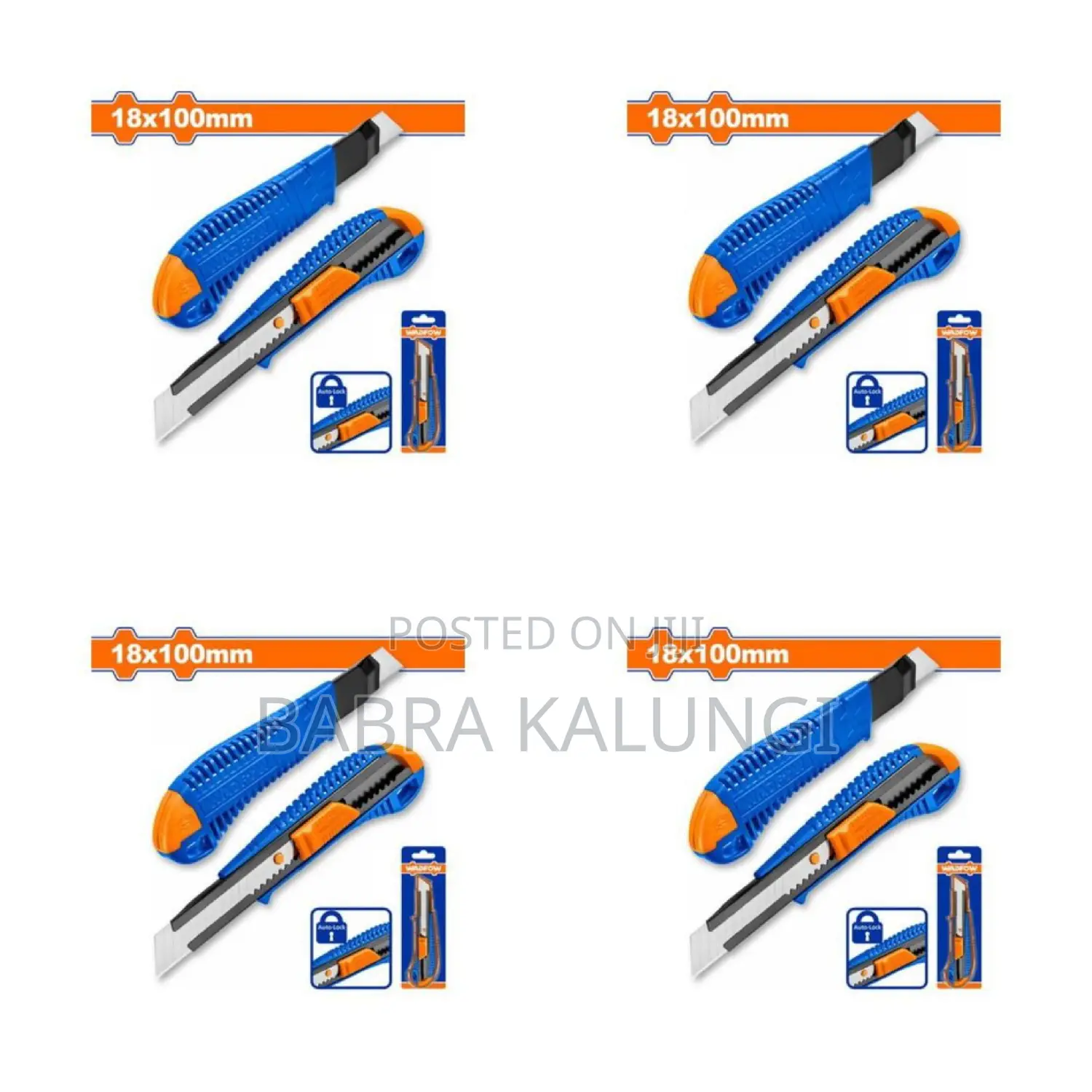 Wadfow Snap-Off Blade Knife a Box of 20 Pieces - Blue