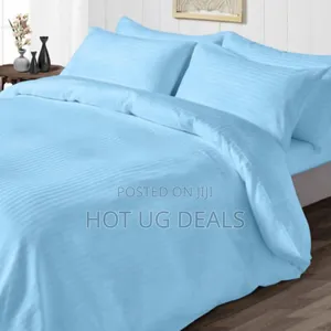 4pcs 5x6 Plain Think Duvet Set With 2 Pillowcases 1 Bedsheet- Blue