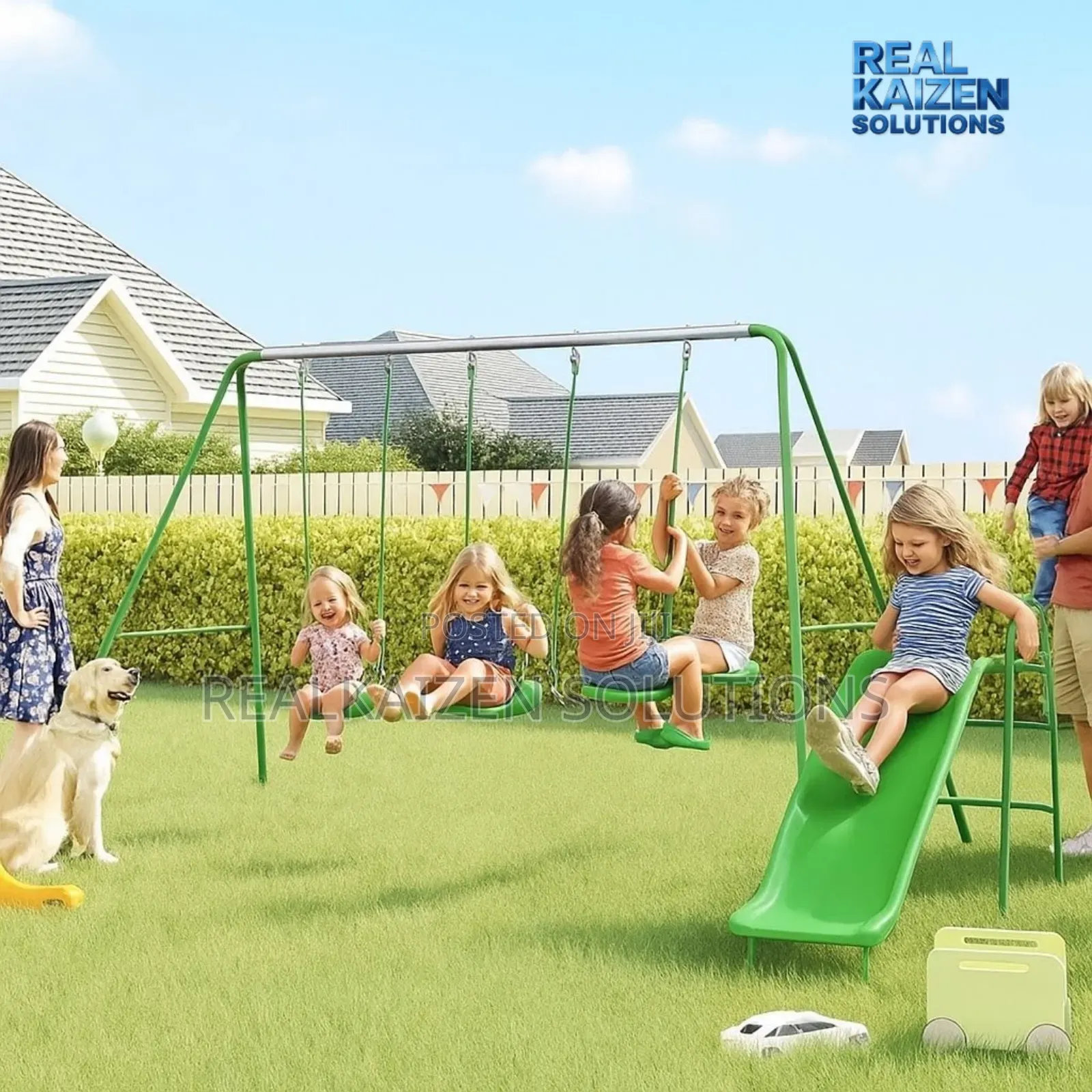Uk Sportspower Children Double Swing| Seesaw Glide and Slide Set