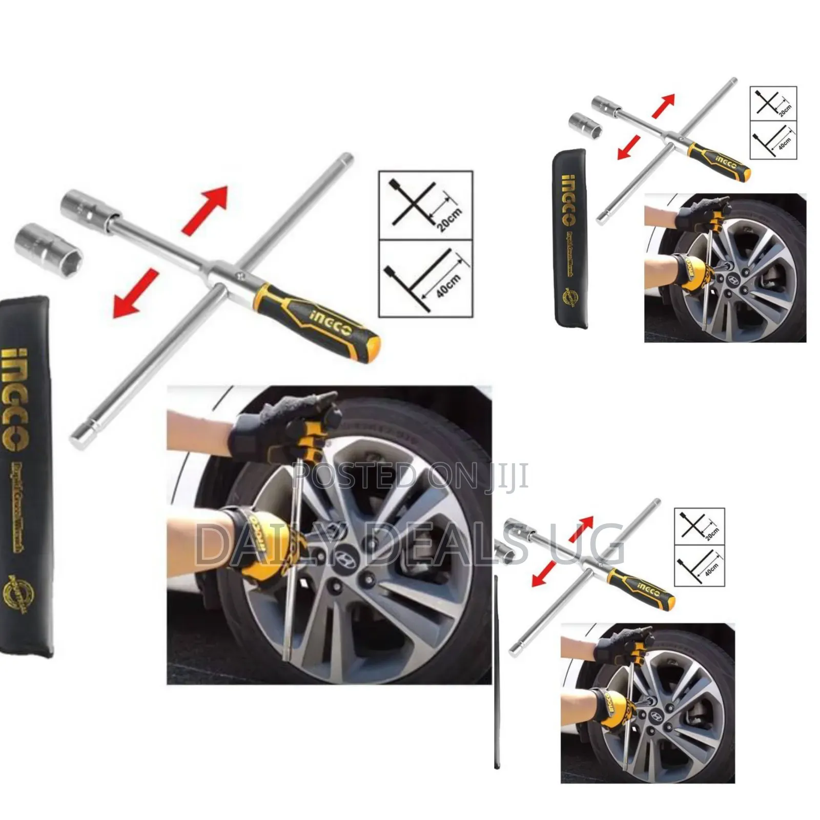Ingco Hrcw40231 Rapid Cross Wrench-16", 4-Piece 1/2socket Set