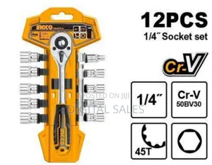 Ingco 12 PCS 1/4" Socket Set - Orange