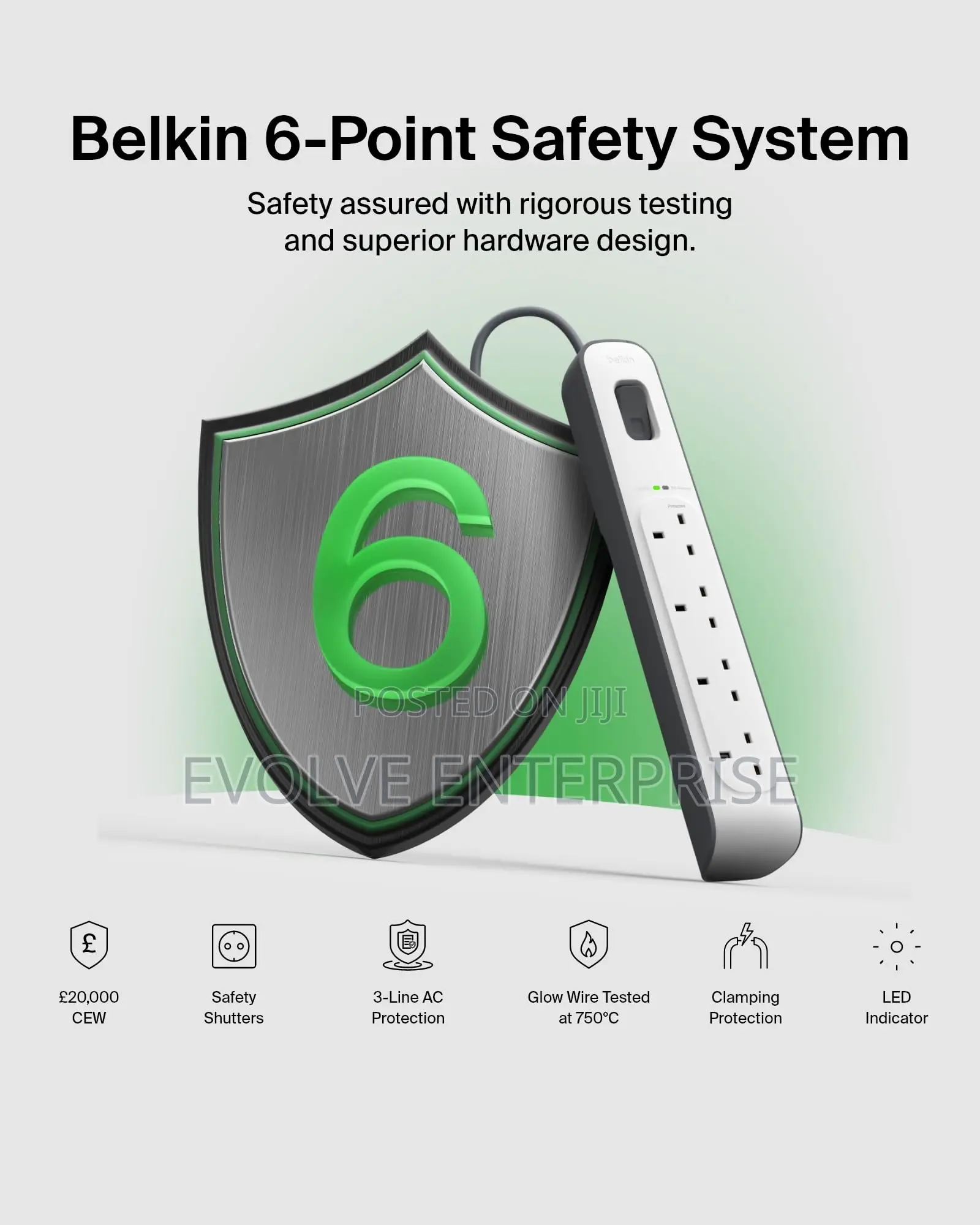 Belkin 4-Way Surge Protection Strip With 2 Meters Cord Length
