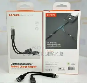 Brand New Porodo Lightning Connector Audio Charge Adapter