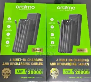 Oraimo Slice Link Portable Power Bank - 20000mah With in Built Cables