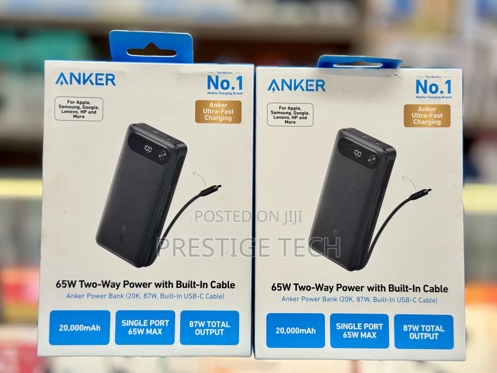 Anker 20000mah Laptop Power Bank 65w Two Way Built In Cable 87w Max