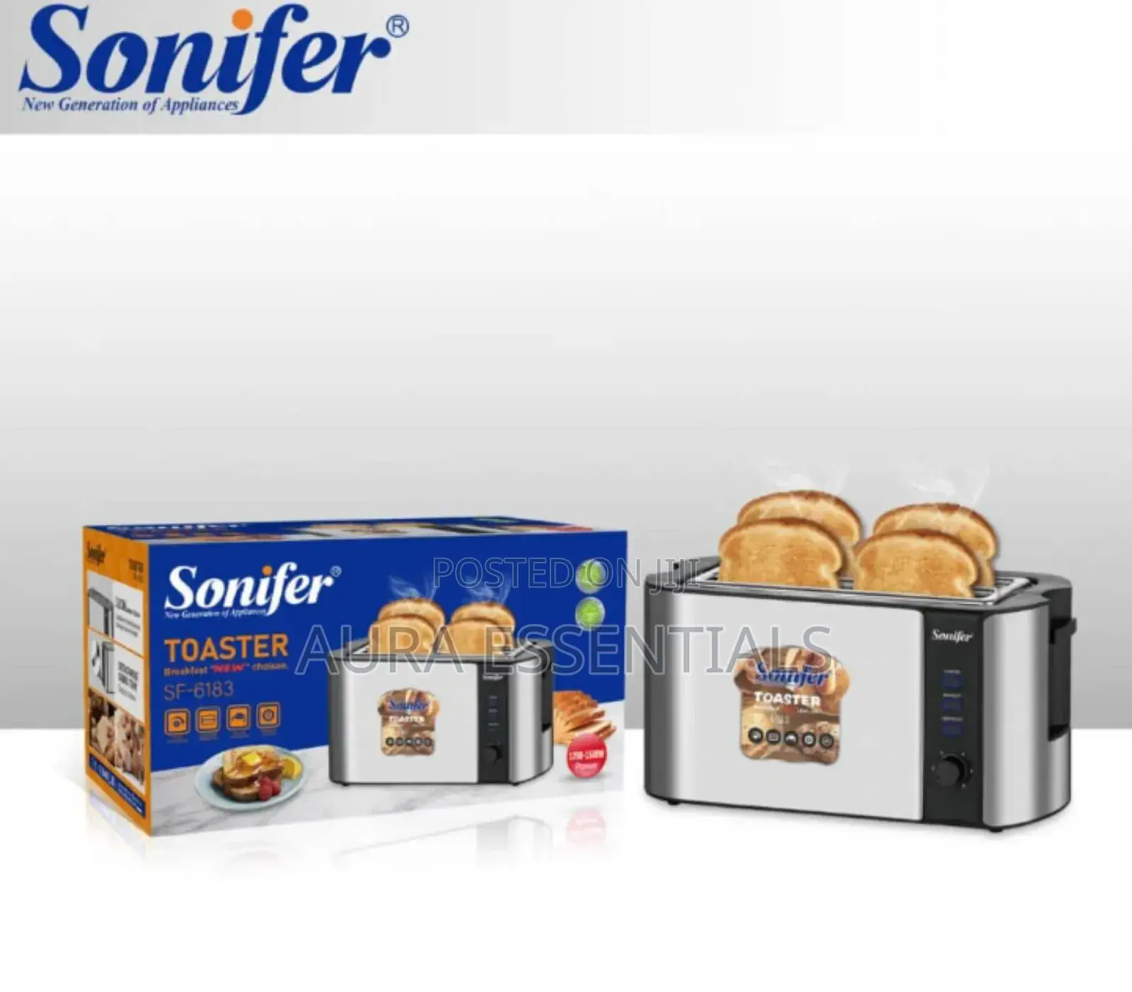 Sonifer 4-Slice Bread Toaster With Baking Rack