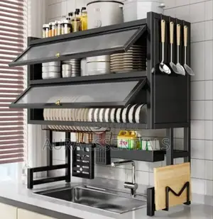 Dustproof Double Dish Cabinet Organiser Rack