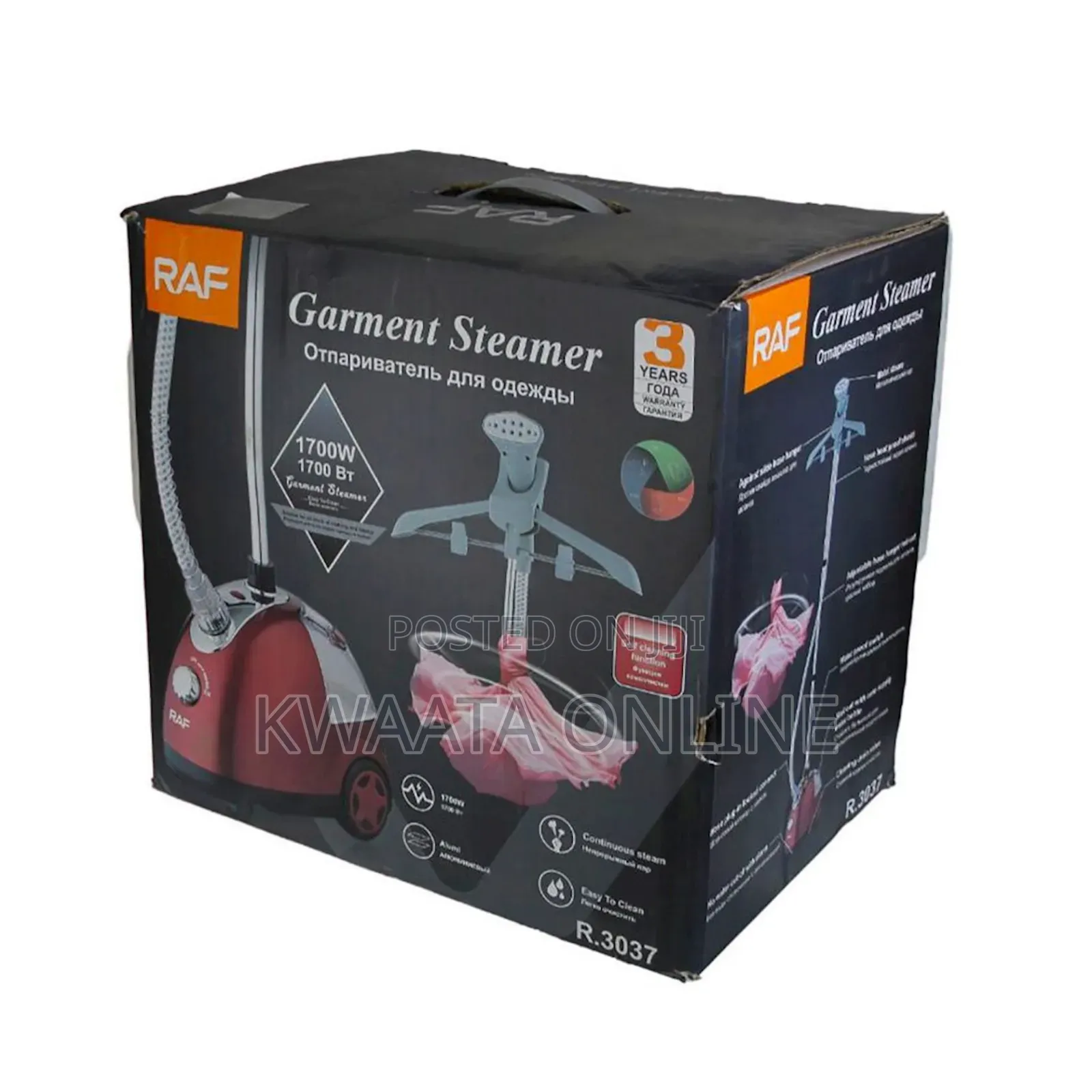 Raf Stand Steam Iron R.3037, 1700 Watt, 220v, 50hz, Red