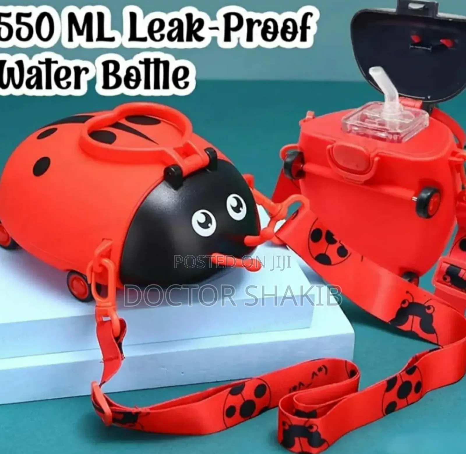 New Lady Bug Shape Water Bottle With Adjustable Shoulder Strap