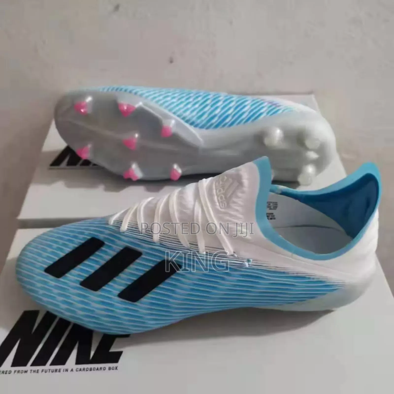 White Blue Adidas Cleats Football Boots