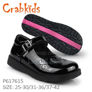 Black Shinny Crab Kids Shoes for School