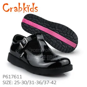 Black Shinny Crab Kids Shoes for School