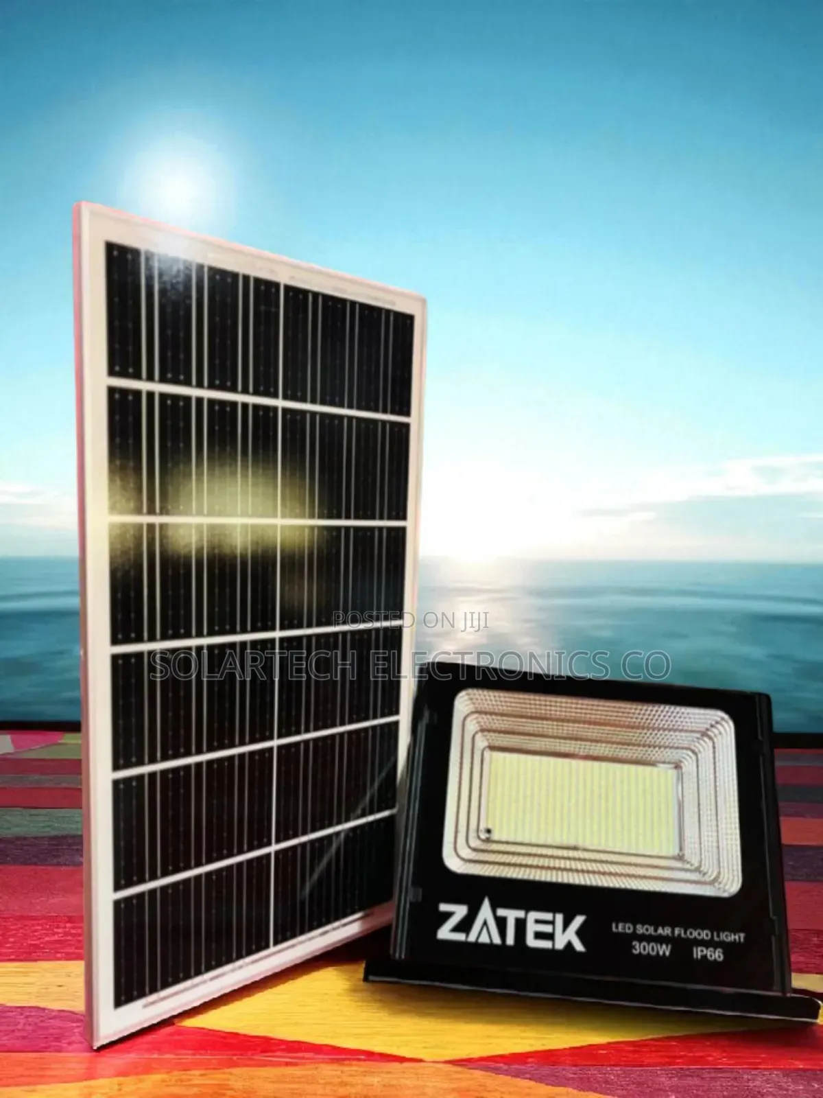 300w Zatek Outdoor Solar Flood Light, Security Led With Remote