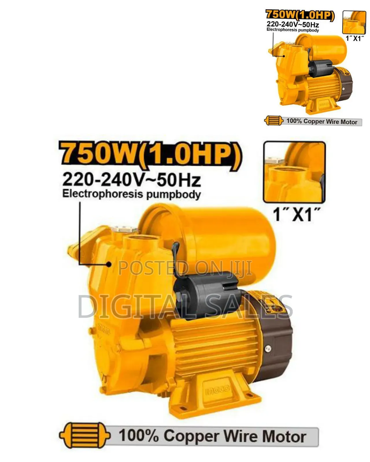 Ingco Jpt07508 - Water Pump - Orange