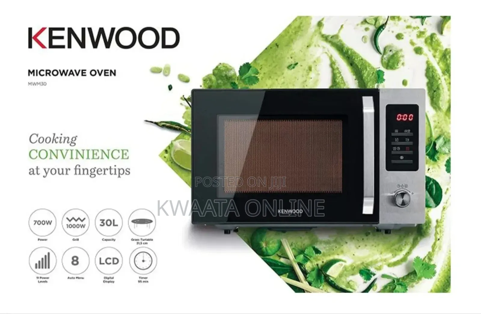 30l Kenwood Microwave Oven With Grill, Digital Display Auto Menu