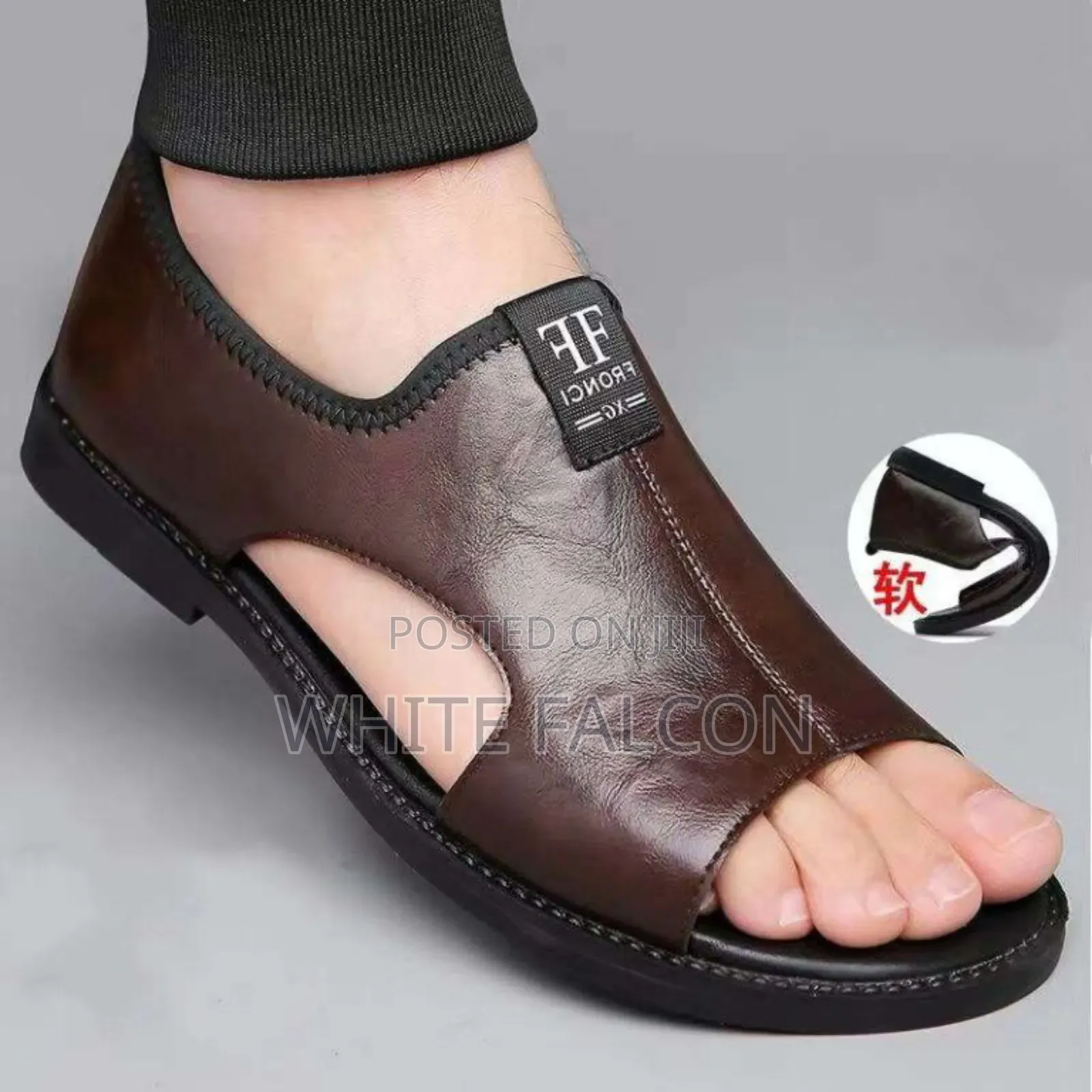 Fronci Casual Sandals-Rubber Sole, Non-Slip-Brown