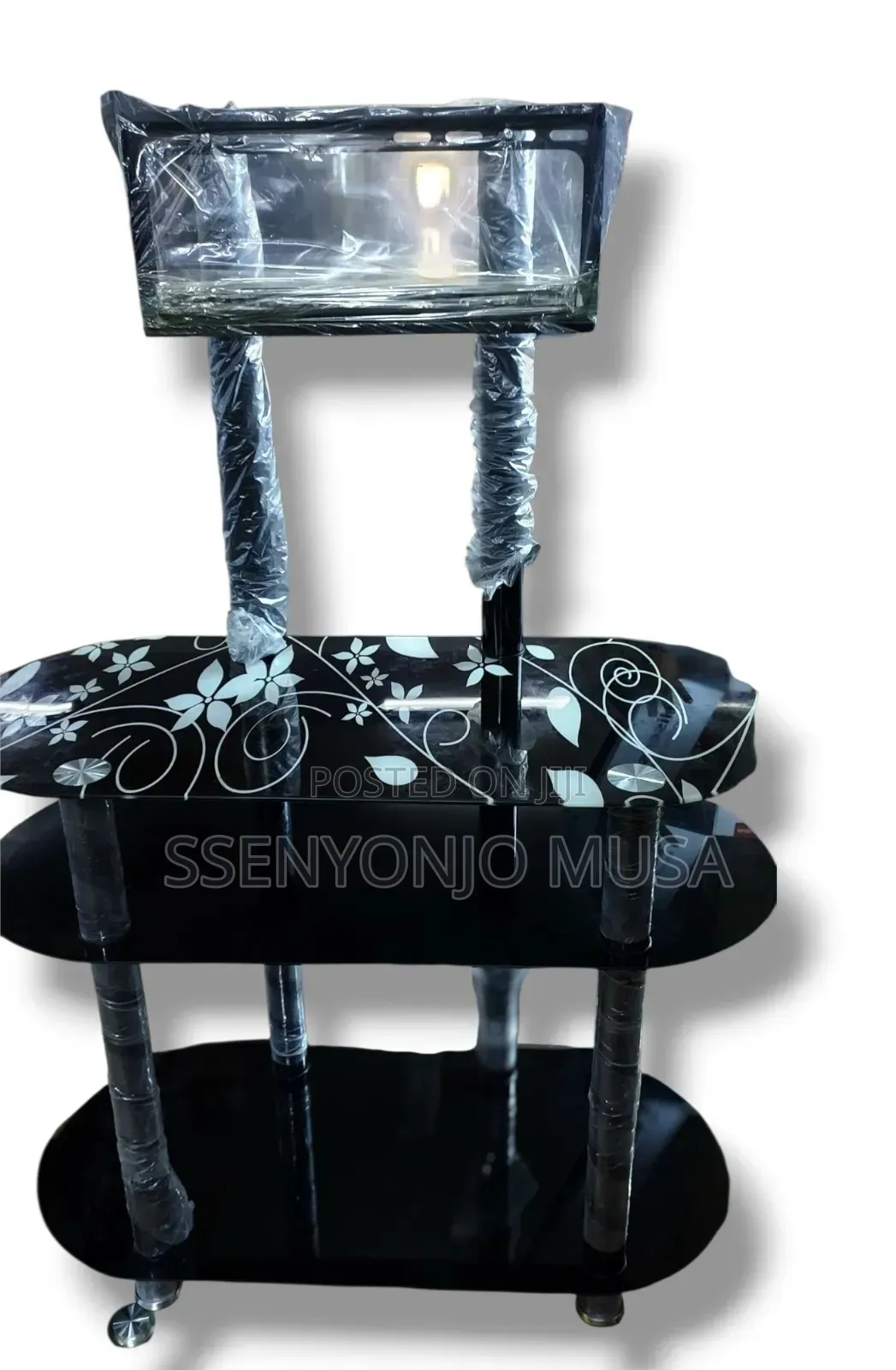 Tv Stand With Mount - 3-Layer Glass and Aluminum, 15-55"