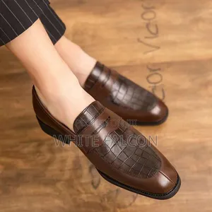 Gentle Leather Shoes With Rubber Sole -Brown