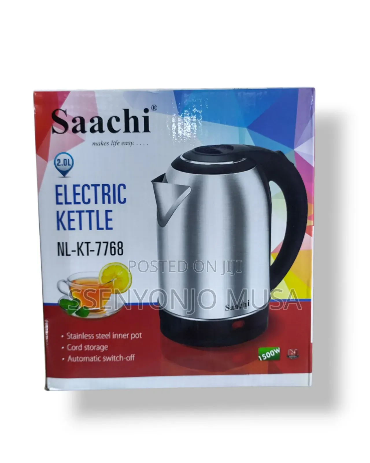 Saachi 2.0l Electric Kettle Nl-Kt-7768-Stainless Steel,1500w