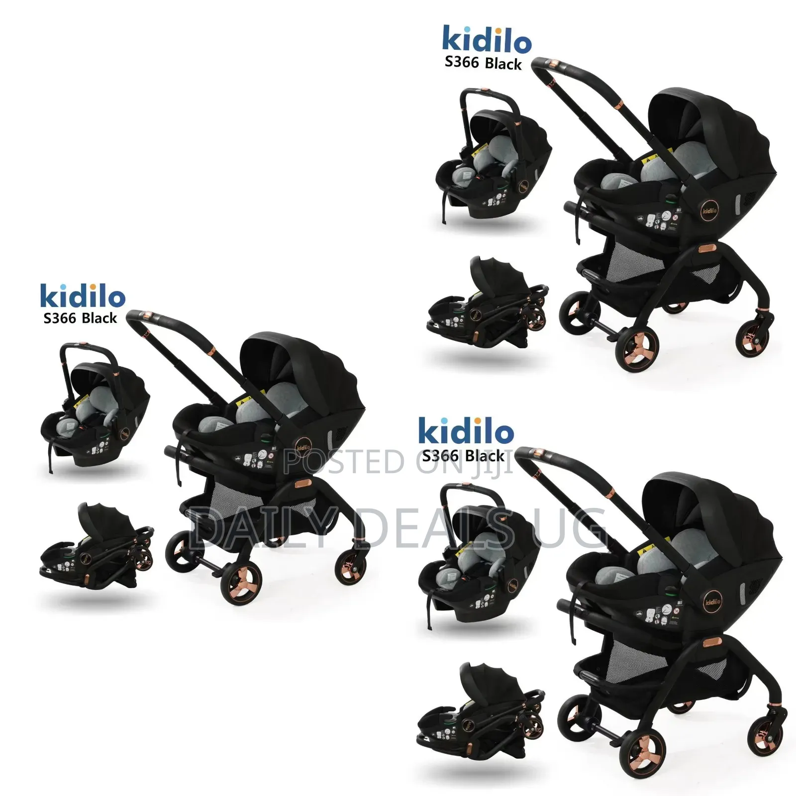 Kidilo S366 3-in-1 Baby Safety Stroller and Car Seat