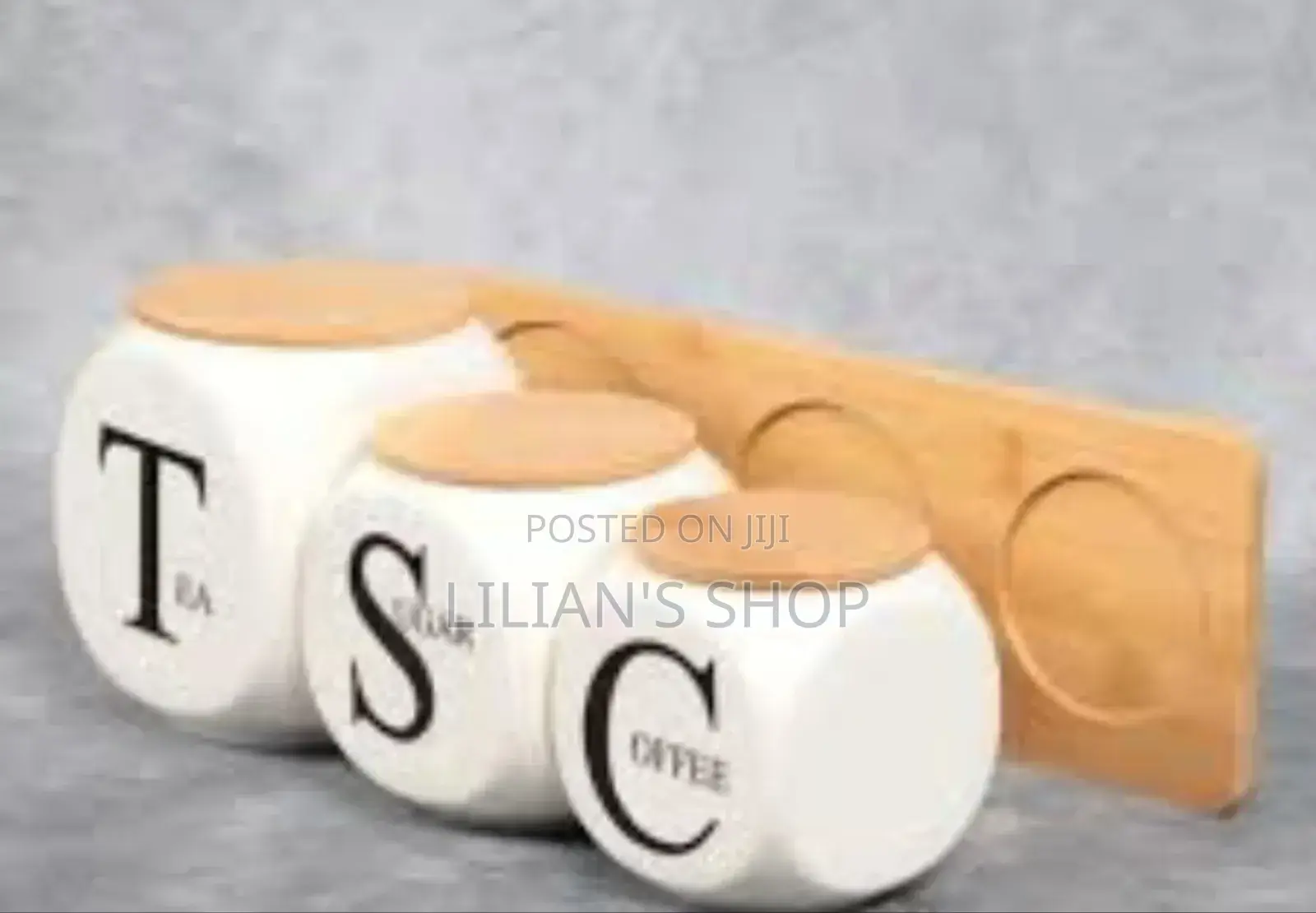Modern Ceramic Jar Set With a Bamboo Stand