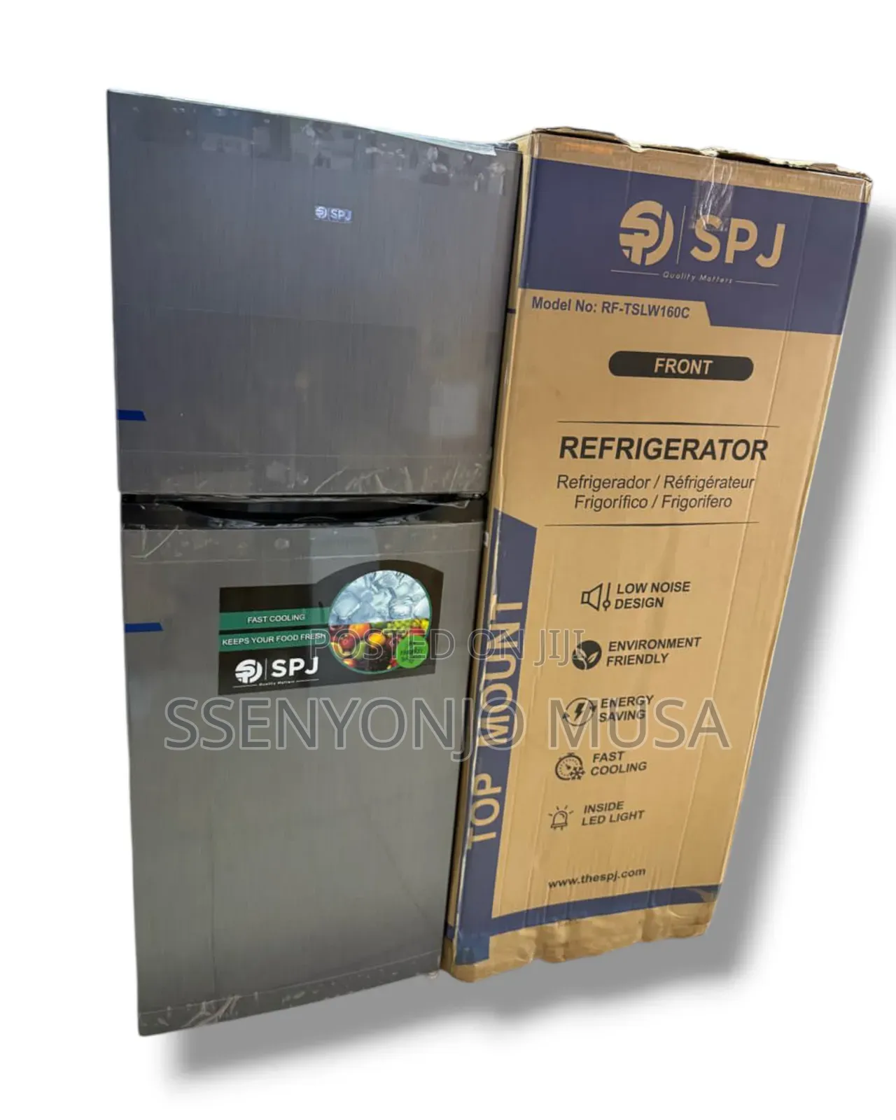 SPJ 160l Double Door Fridge - Top Freezer, Defrost, Silver-