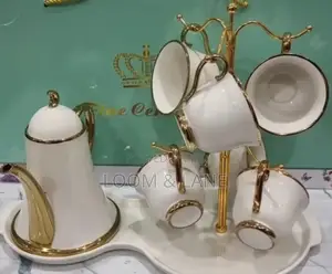 9-Piece Tea Set With a Cup Stand White