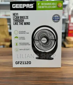Geepas 8" Rechargeable Fan With Led Light- Gf21120