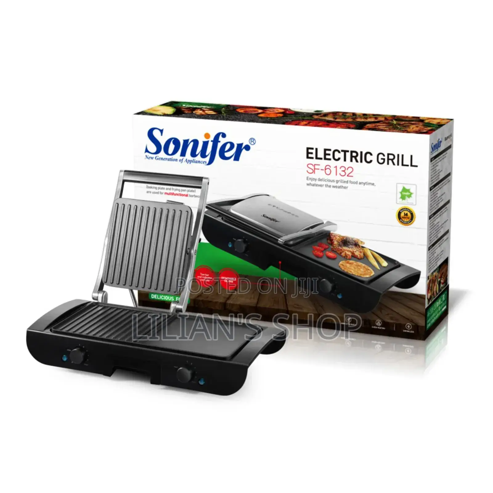 Sonifer 2-in-1 Electric Grill With Both A Baking Plate