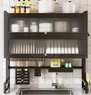 Dustproof Double Dish Cabinet Organiser Rack
