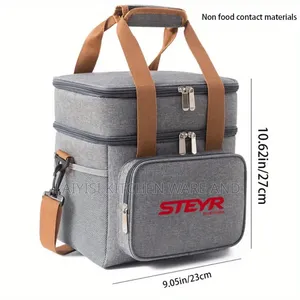 13l Food Insulated Cooler Two Compartments Handbag Large Capacity Bag