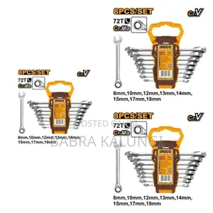 Ingco 8pcs Flexible Ratchet Spanner / Ratcheting Wrench Set