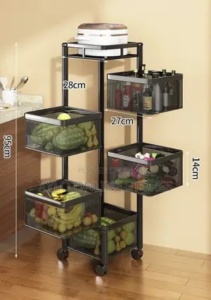 A 6 Layered Rotatable Movable Kitchen Rack