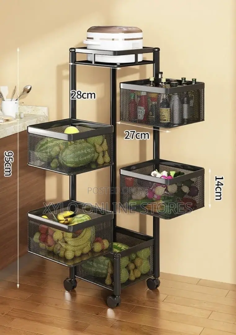 A 6 Layered Rotatable Movable Kitchen Rack