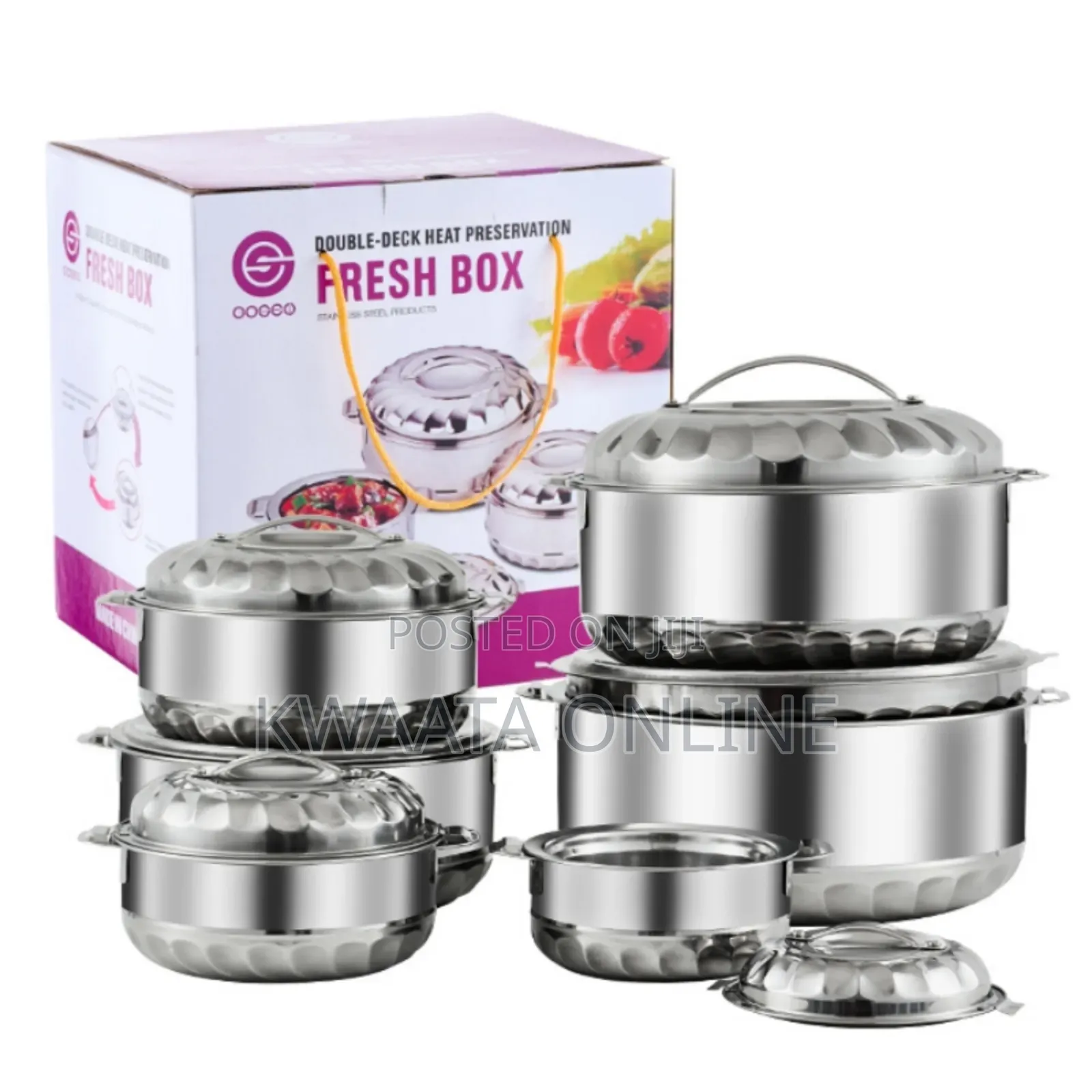 6pcs Insulated Stainless Steel Hot Pot 10l Food Warmers With Lids