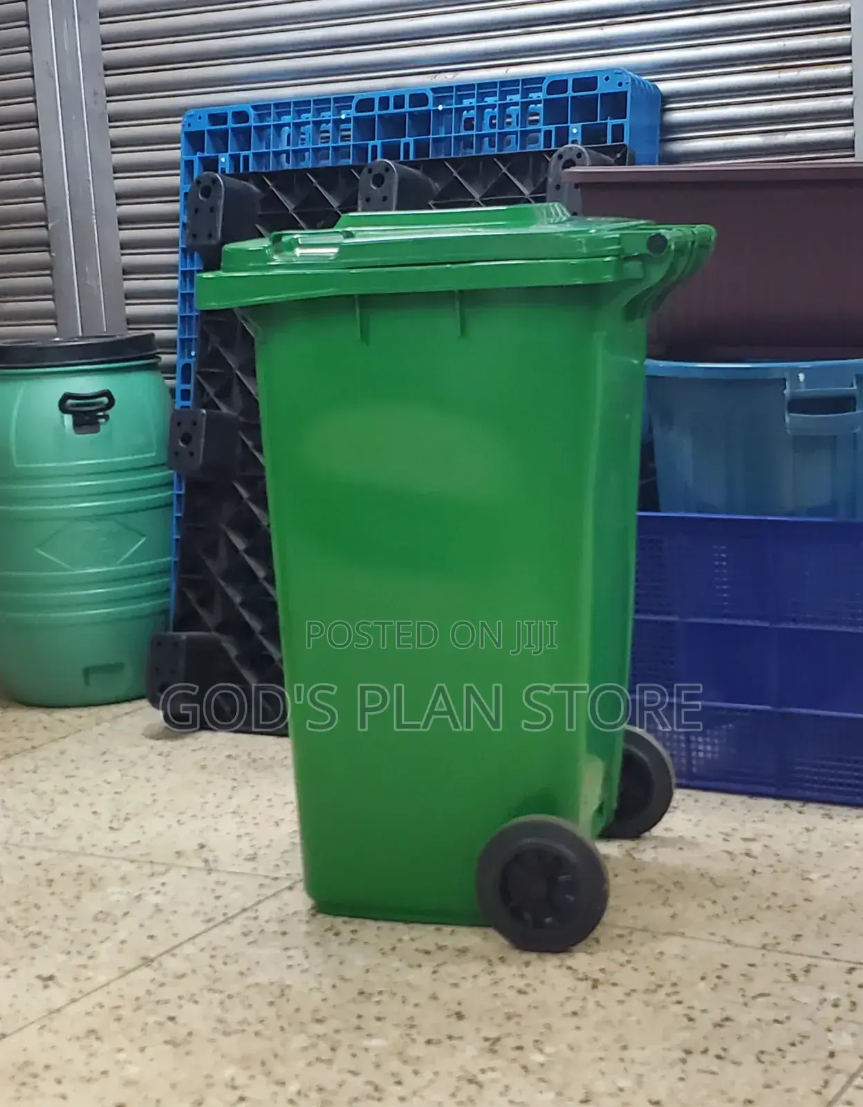 Plain Green 240litres Plastic Dust Bins