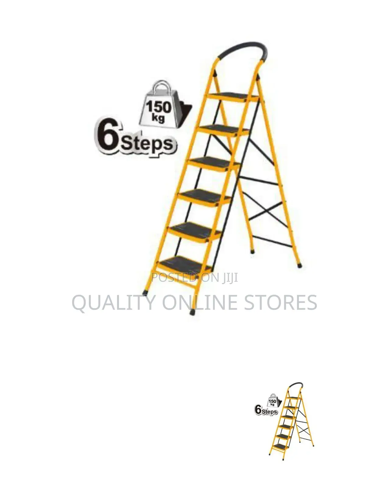 Ingco Steel Household Ladder Step Heavy Duty - Orange