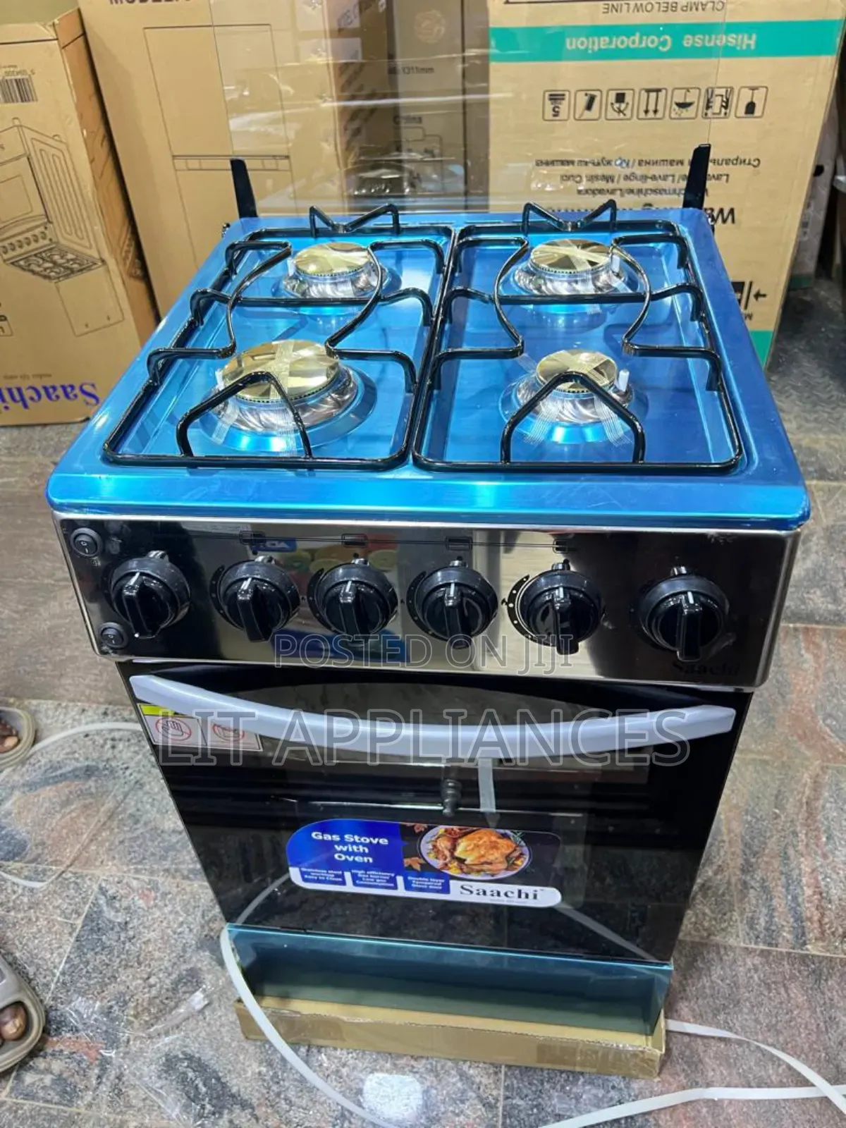 Saachi Gas Cooker 50*50 Full Gas , Chicken Rotisserie, Auto Ignition