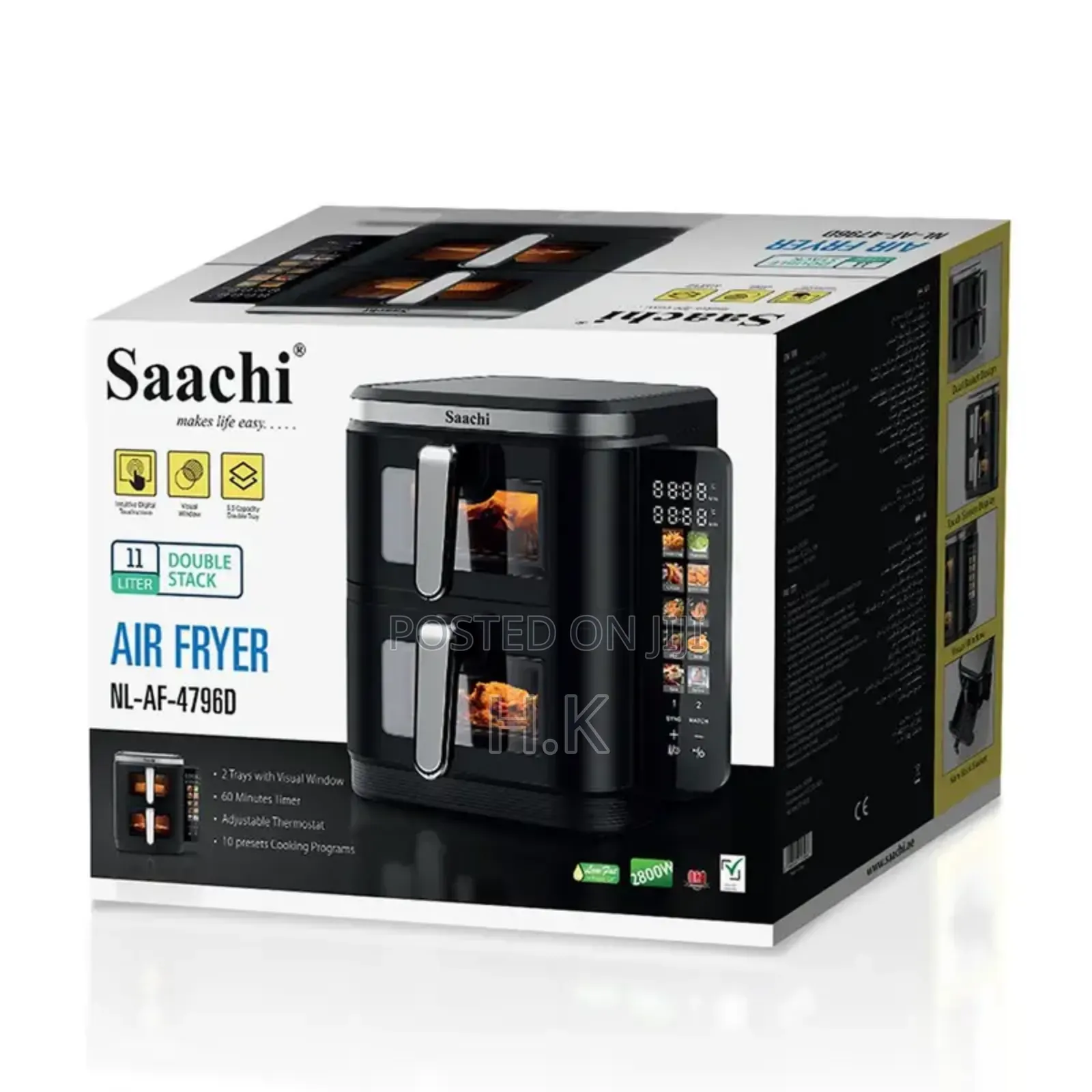 Saachi 11l Double Chamber Digital Air Fryer Nl-Af-4796d